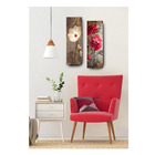 Par De Quadros 20x60  Flores Vermelhas /marrom