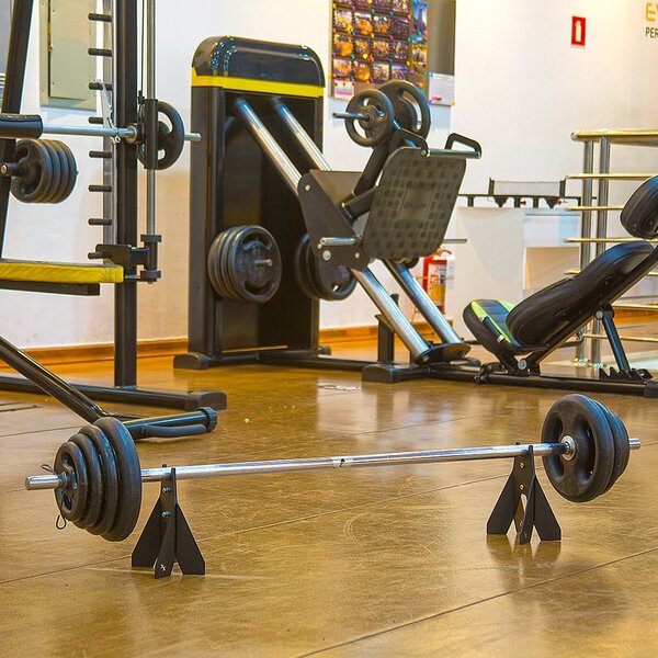 Par De Suporte Barra Peso Academia - Cross-fit - Aço - Preto