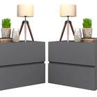 Par Mesa De Cabeceira Eros 45 Cinza Suspenso Quarto