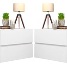 Par Mesa De Cabeceira Eros Parede Suspenso 2 Gavetas Cor Bran