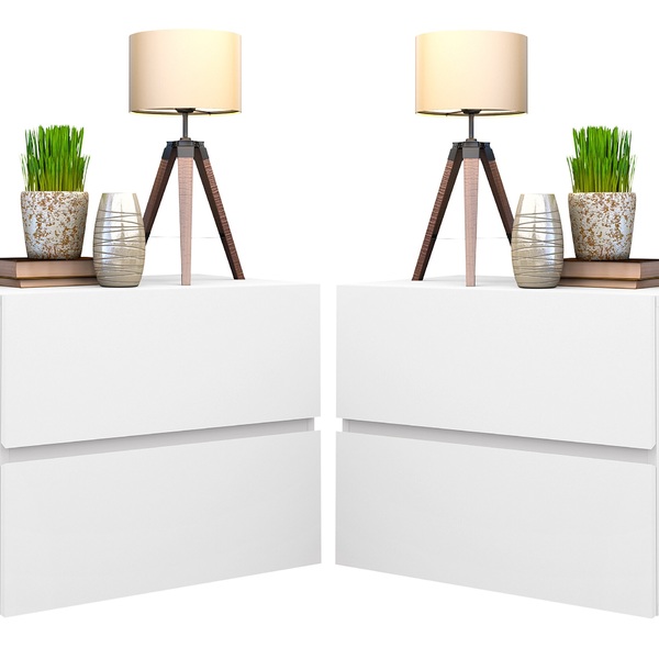 Par Mesa De Cabeceira Para Quarto Casal De Parede Cor Branco