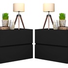 Par Mesa De Cabeceira Para Quarto Casal De Parede Cor Preto