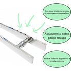 Par Puxador Inox Barra Chata Porta Correr Madeira Vidro 1 Mt
