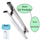 Par Puxador Inox Barra Chata Porta Correr Madeira Vidro 1 Mt