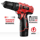 Parafusadeira E Furadeira Com Maleta Mondial Vermelho 12v Pi-