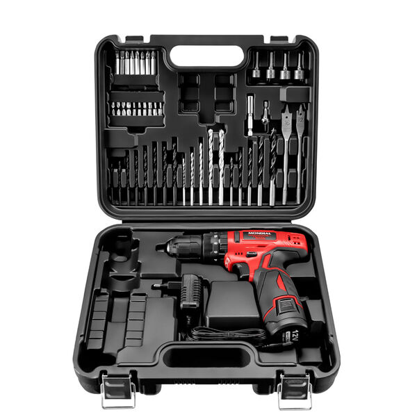 Parafusadeira E Furadeira Com Maleta Mondial Vermelho 12v Pi-