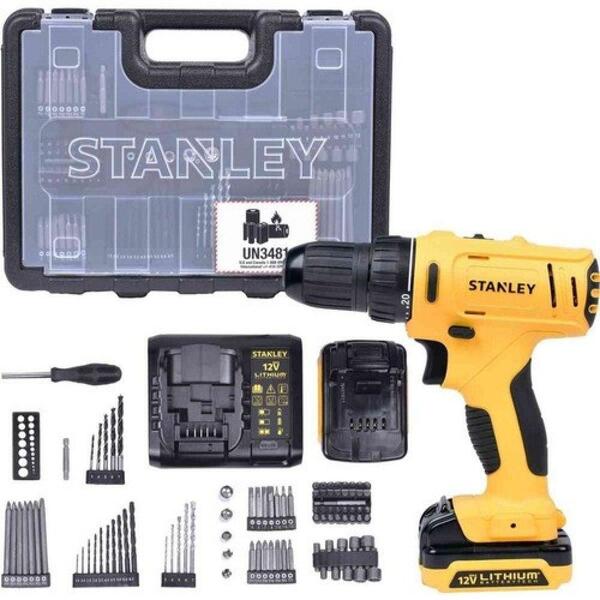 Parafusadeira Furadeira 12v Li Ion Kit Acessórios 100 Peças