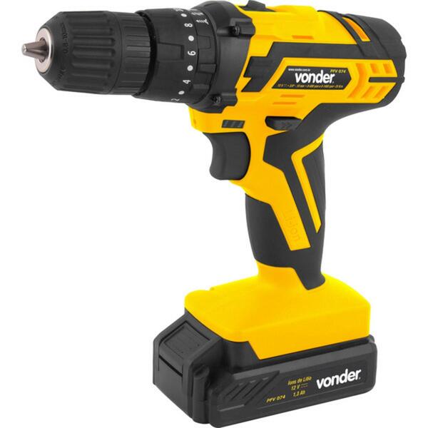 Parafusadeira Furadeira À Bateria 12v Com Imp Kit Com 74 Peç