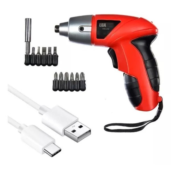 Parafusadeira Mini Recarregavel Eletrica Sem Fio 4 8v + 10 Bi