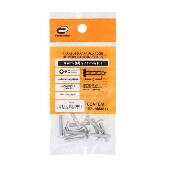 Parafuso de Aço para Madeira 4x22mm Segmentada Flangeada Philips 10 peças