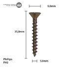 Parafuso Chipboard Phillips Bicromatizado Stein Cento 5.0x35