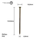 Parafuso Chipboard Phillips Bicromatizado Stein Cento 6.0x120