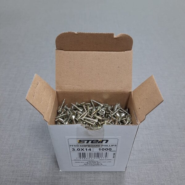 Parafuso Chipboard Phillips Stein 3.0x14 Caixa 1.000 Pçs