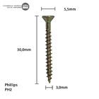 Parafuso Chipboard Phillips Stein 3.0x30 Caixa 1.000 Pçs