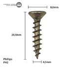 Parafuso Chipboard Phillips Stein 4.5x20 Caixa 1.000 Pçs