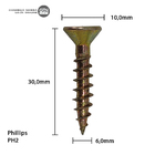 Parafuso Chipboard Phillips Stein 6.0x30 Caixa 250 Pçs
