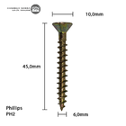 Parafuso Chipboard Phillips Stein 6.0x45 Caixa 200 Pçs