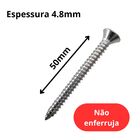 Parafuso Inox 4.8x50mm Auto Atarraxante Chata Philips 100 Pç