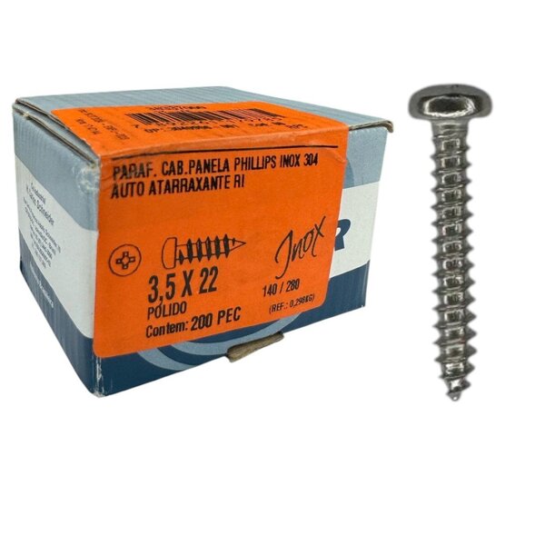 Parafuso Inox Aat Panela Phillips 3.5x22 Phillips Caixa 200 P