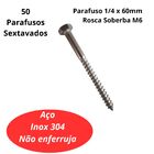 Parafuso Inox Sextavado Rosca Soberba 1/4m6 X 60mm Com 50pçs