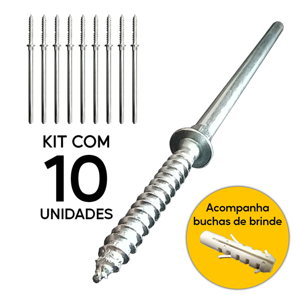 Parafuso Pino Suporte Invisível Prateleira 10 Peças 140mm