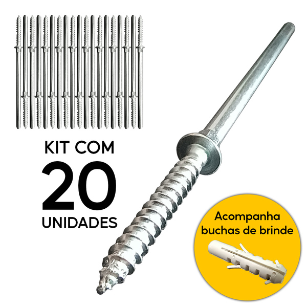 Parafuso Pino Suporte Invisível Prateleira 20 Peças 140mm