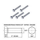 Parafuso Sextavado 1/2 X 2 (13 Fios) Unc Rosca Inteira Zb Emb