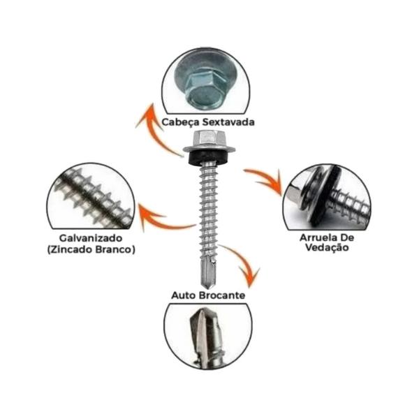 Parafuso Telha/metal Cabo Flangeada Perfurante Arruela Fixa 1