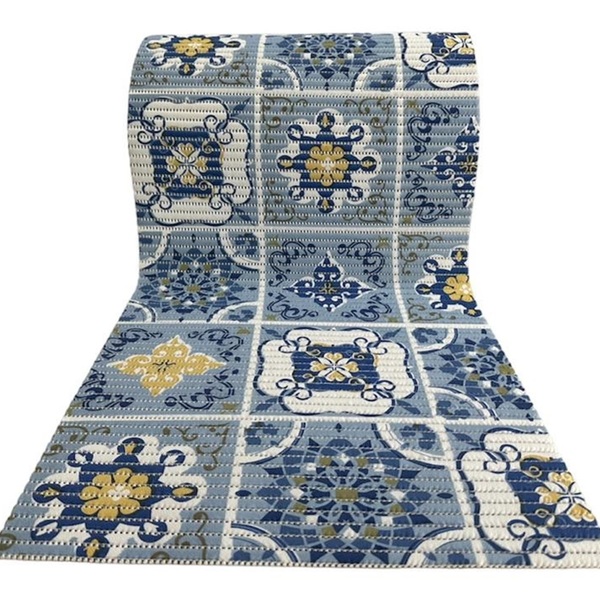 Passadeira Antiderrapante Soft Para Cozinha 3,5mt X 43cm Azul