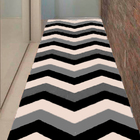 Passadeira Chevrom Preto, Cinza E Bege Casa Dona Antiderrapan