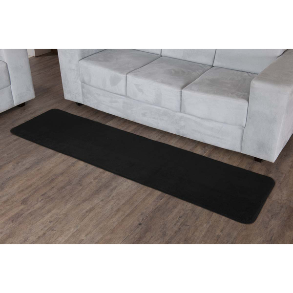 Passadeira De Pelúcia Preto Liso Para Sala / Quarto 2,00m X 5