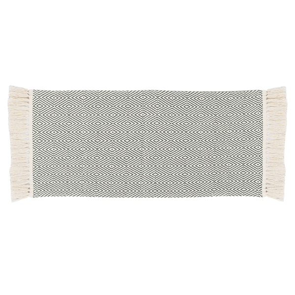 Passadeira Diamante Crú com Oliva 1x0,47m Artesanal Teares