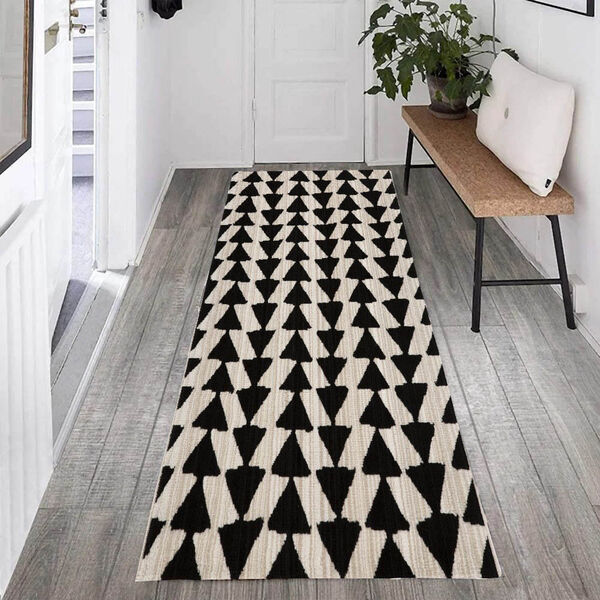 Passadeira Egípcio Damask 0.50x0.80 Preto/branco 4826x Abdalla