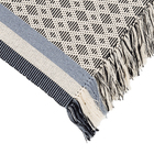 Passadeira Geométrica Retangular Bordada Algodão Interno Cru e Cinza 0,5X2m Tapetes Marajó