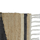 Passadeira Geométrica Retangular Kindia Fibra e Algodão Bege e Preto Áreas Internas 0,6x1,1m Inspire