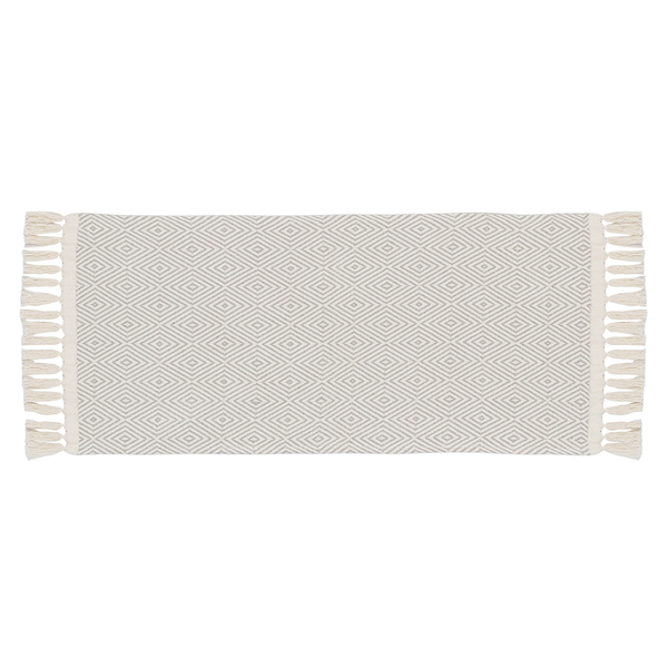 Passadeira Listrado Retangular Asteca Algodão Cinza Interna 0,47x1m Artesanal Teares