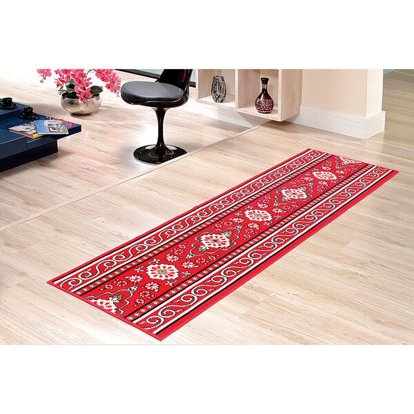 Passadeira Vermelha Veludo 4,5m x 66cm Estampada Antiderrapan