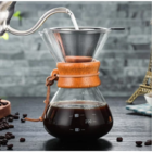 Passador De Café Em Vidro Com Colar De Madeira 400ml