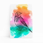 Passarinho Aquarela Arte Colorido Quadro Canvas 120x80cm