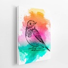 Passarinho Aquarela Arte Colorido Quadro Canvas 60x40cm