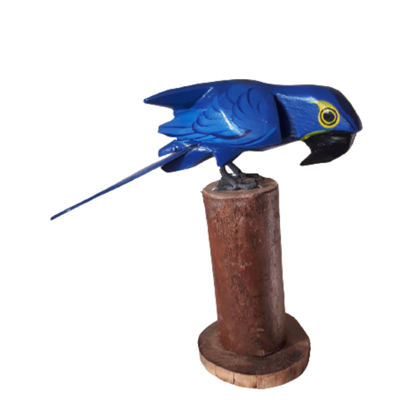 Pássaro Arara Azul No Toco (38 Cm)