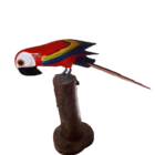 Pássaro Arara Vermelha No Toco (38 Cm) Artesanal