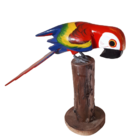 Pássaro Arara Vermelha No Toco (38 Cm) Artesanal