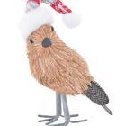 Pássaro Com Pegadas Gorro Natalino 1pc 11x6x24 Cm Decoração D