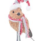 Pássaro Com Pegadas Gorro Natalino 1pc 14x8x30 Cm Decoração D