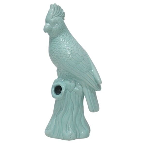 Passaro Decorativo De Ceramica Azul  - 11x24 Cm