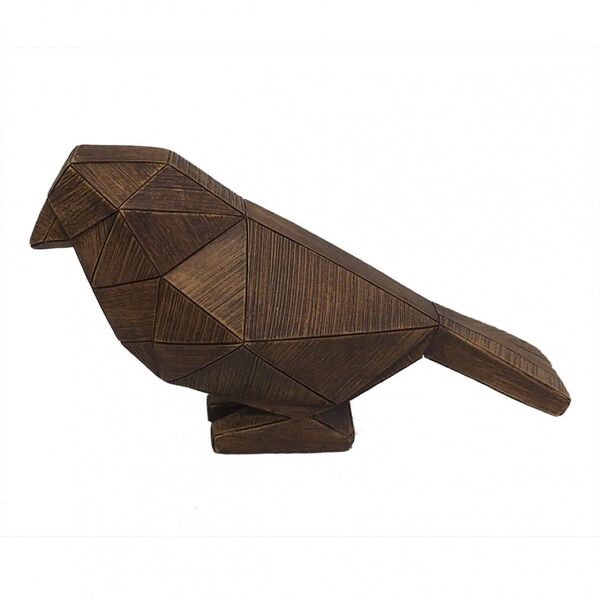 Pássaro Decorativo De Resina Marrom
