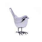 Pássaro Decorativo Em Cerâmica Prata 12x12x5 Cm - D'rossi