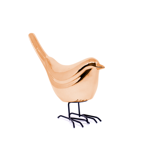 Pássaro Decorativo Em Cerâmica Rosê 12x12x5 Cm - D'rossi