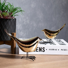 Pássaro Em Cerâmica Decorativo Dourado 15x18x7 Cm - D'rossi